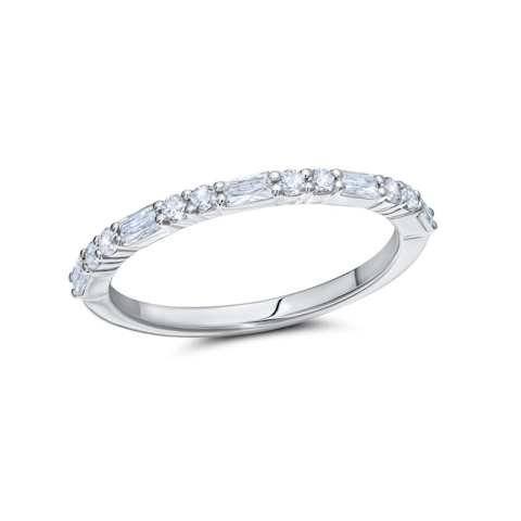 Vertical 14K White Gold Diamond Band