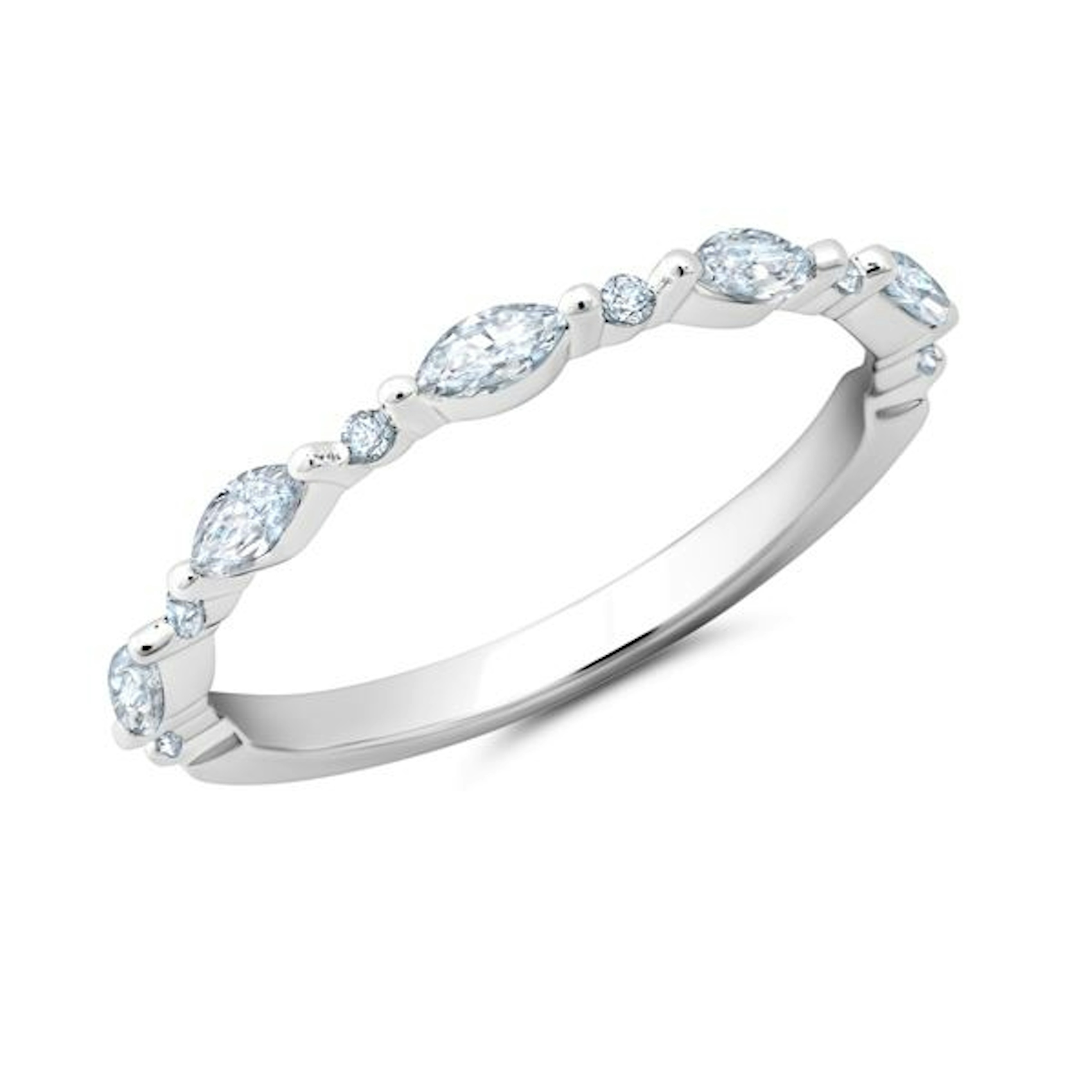 Vertical 14K White Gold Diamond Band