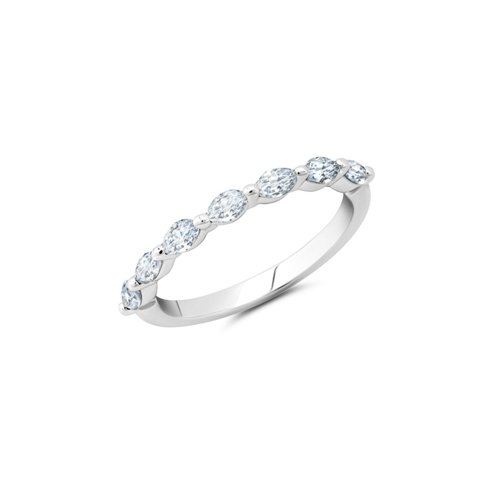 Vertical 14K White Gold Diamond Band