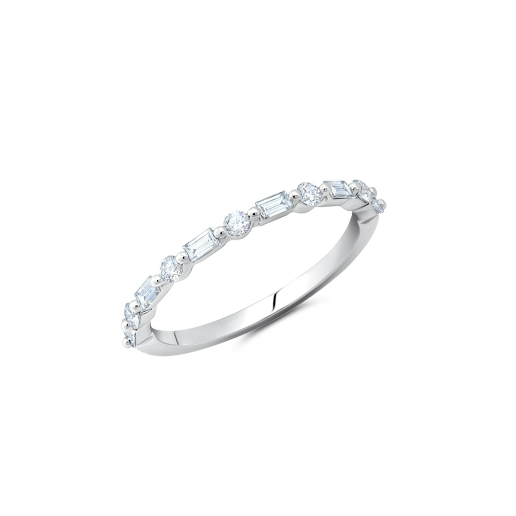 Vertical 14K White Gold Diamond Band