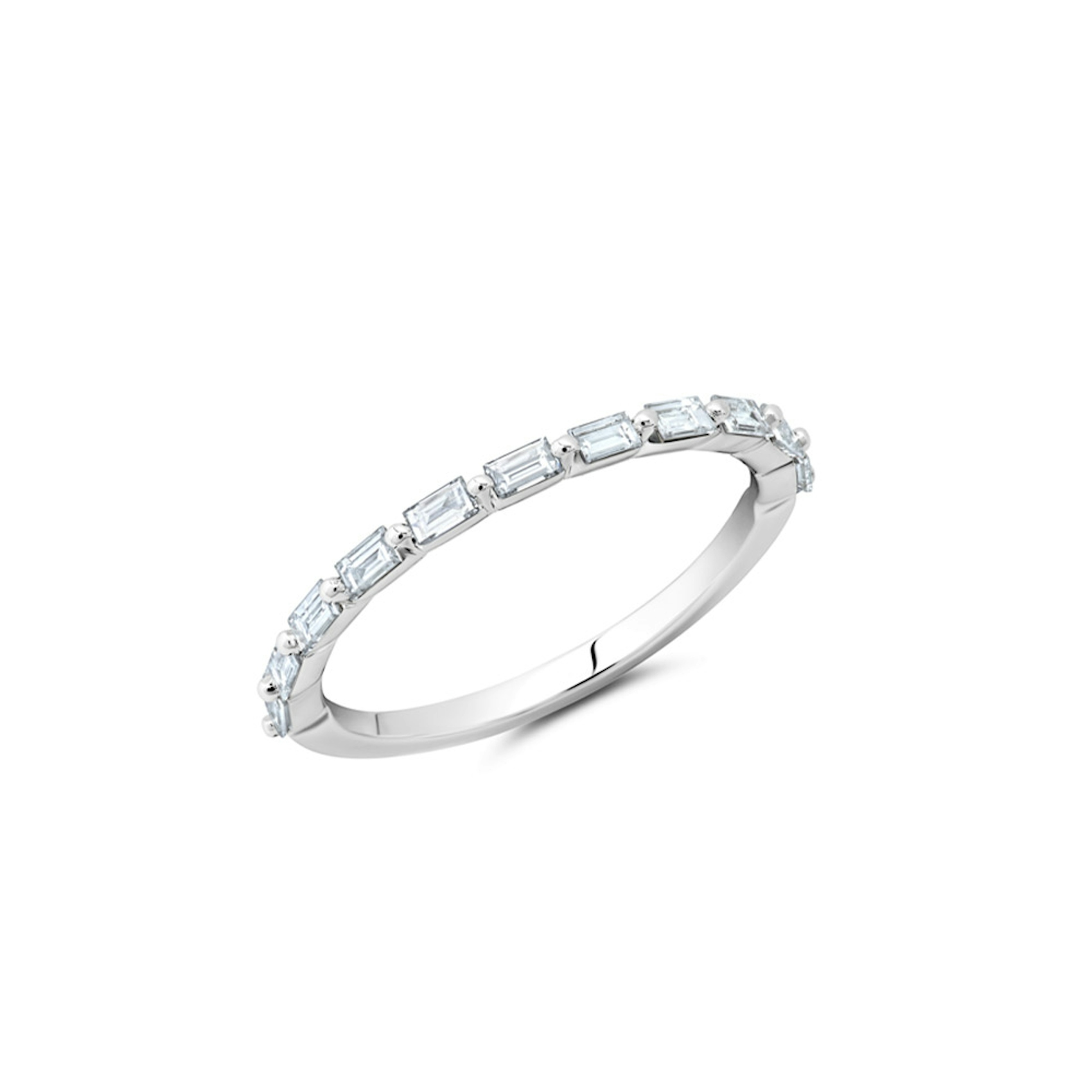 Vertical 14K White Gold Diamond Band