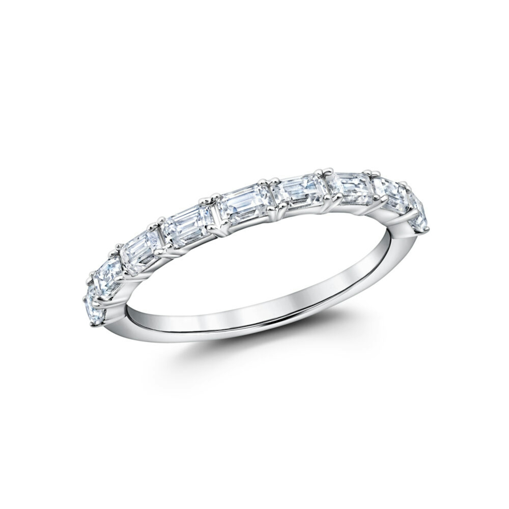 Vertical 14K White Gold Diamond Band