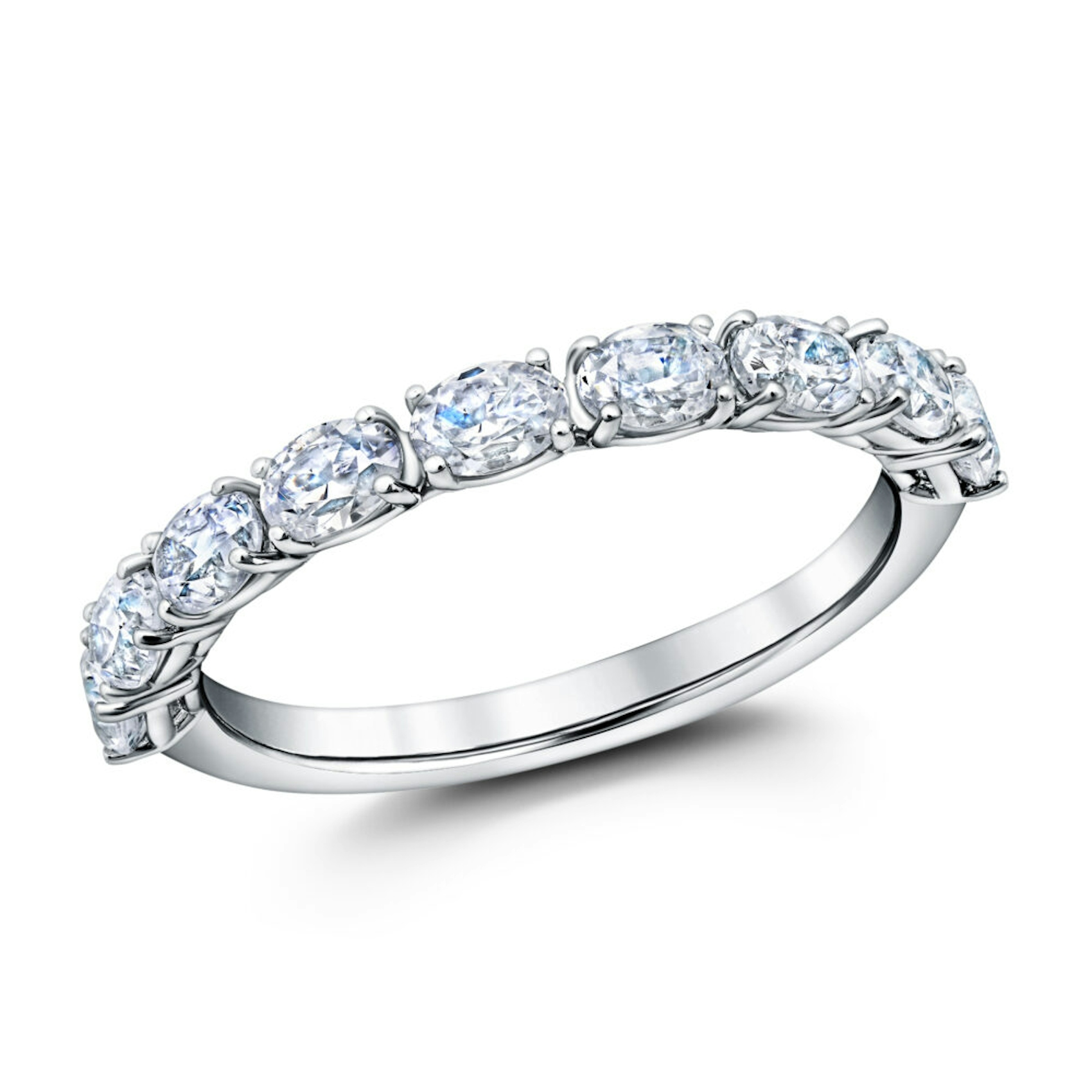 Vertical 14K White Gold Diamond Band