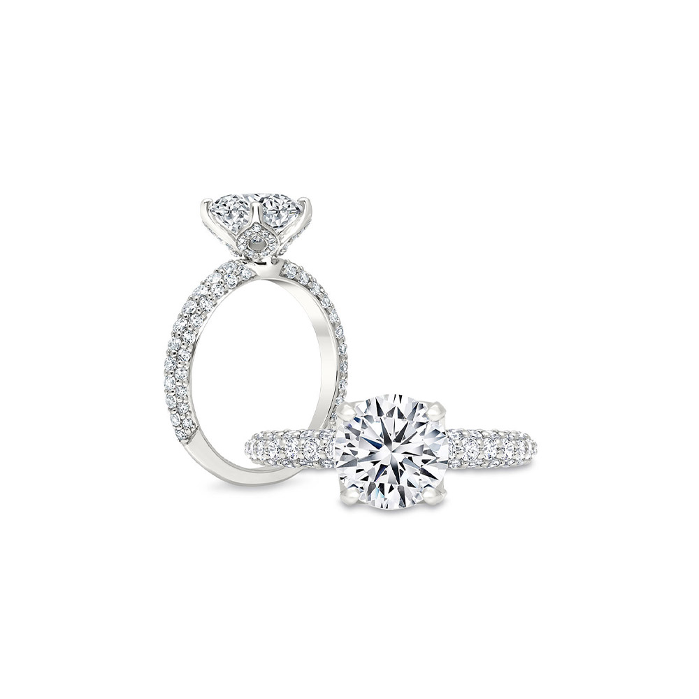 Vertical 14K White Gold Diamond Semi-Mount