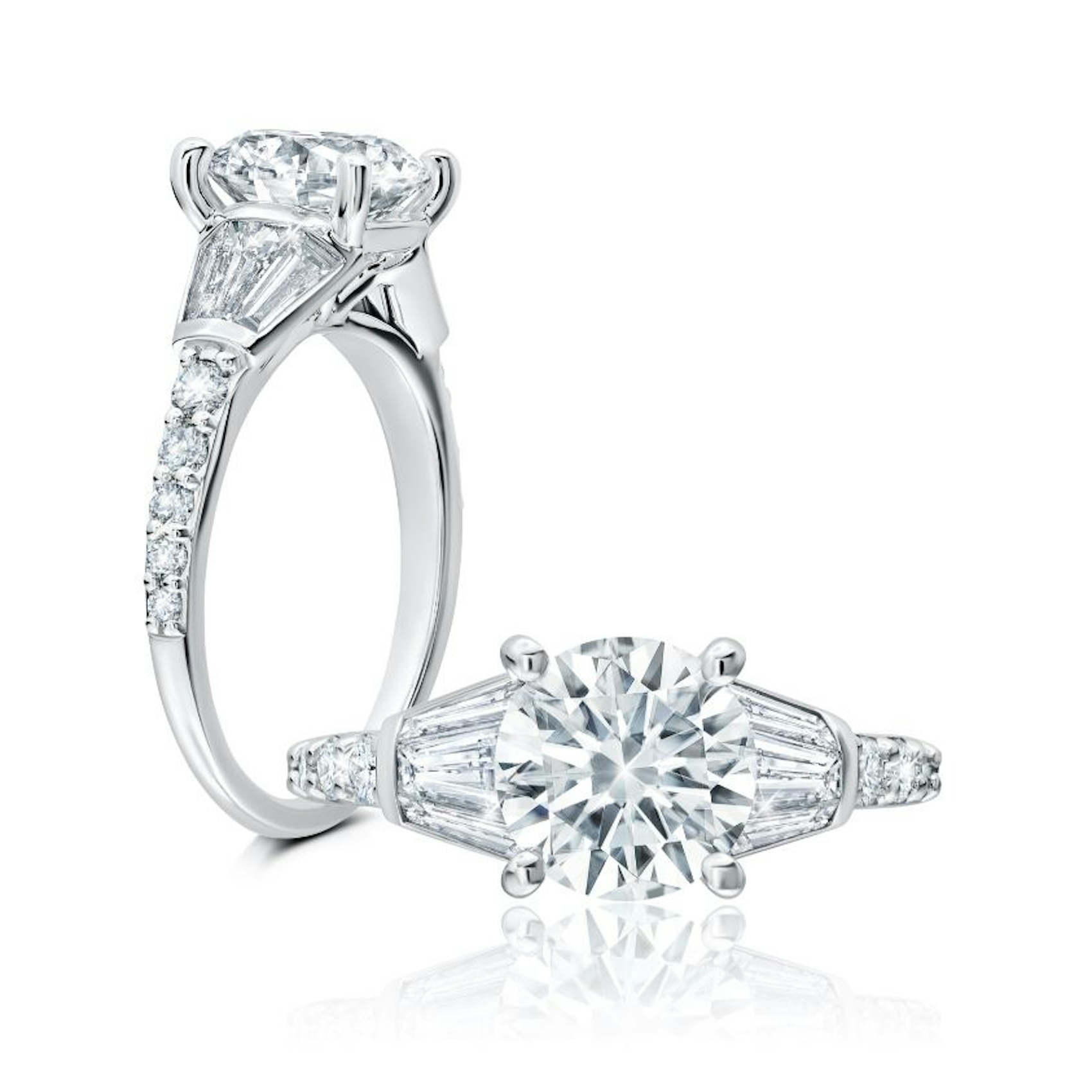 Vertical 14K White Gold Diamond Semi-Mount