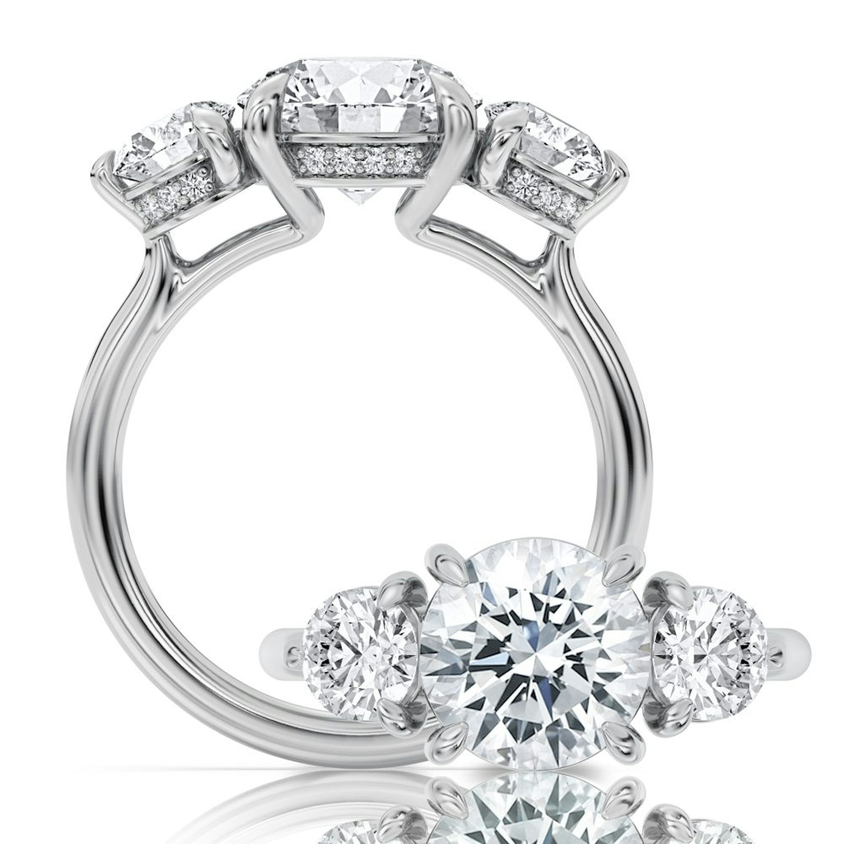 Vertical 14K White Gold Diamond Semi-Mount