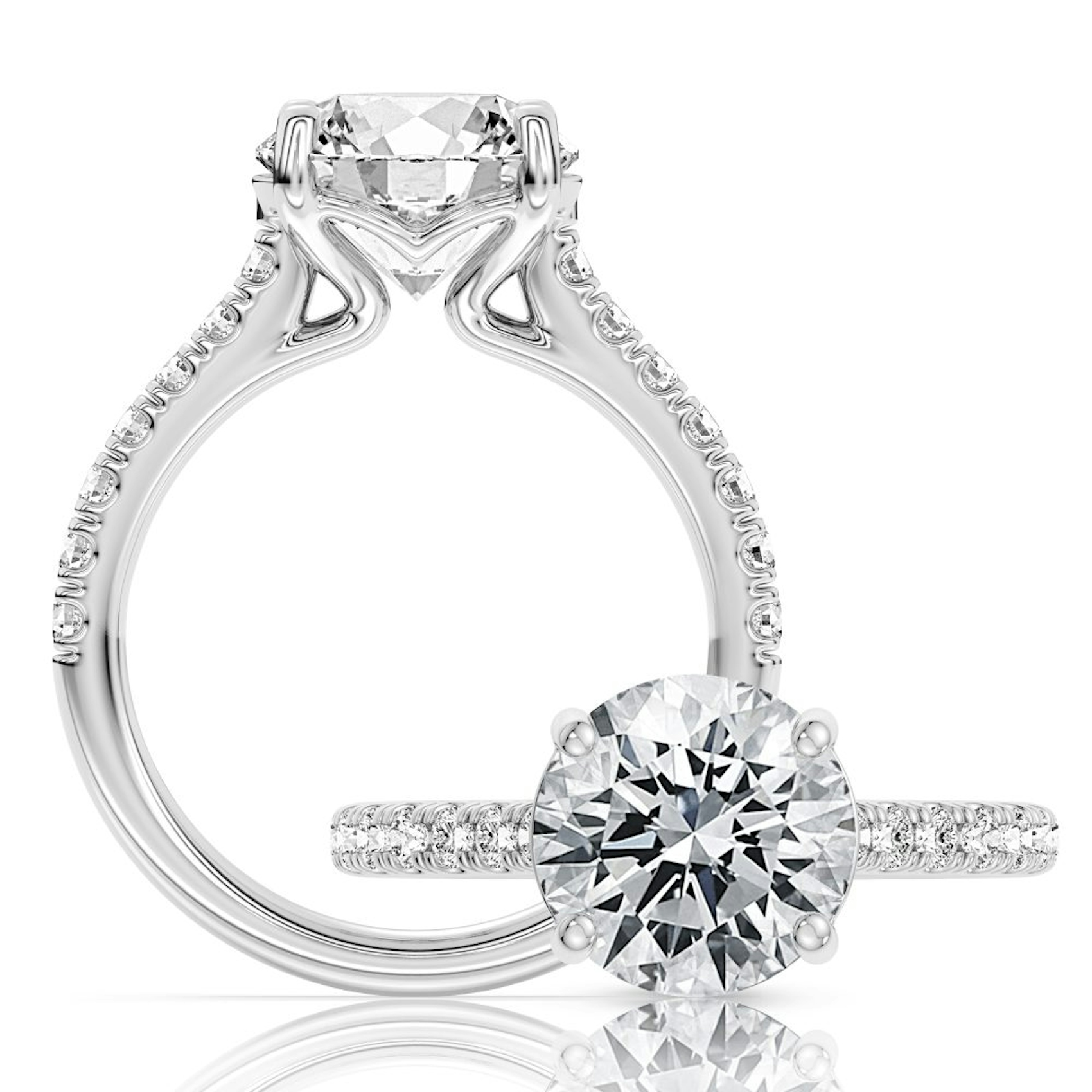 Vertical 14K White Gold Diamond Semi-Mount