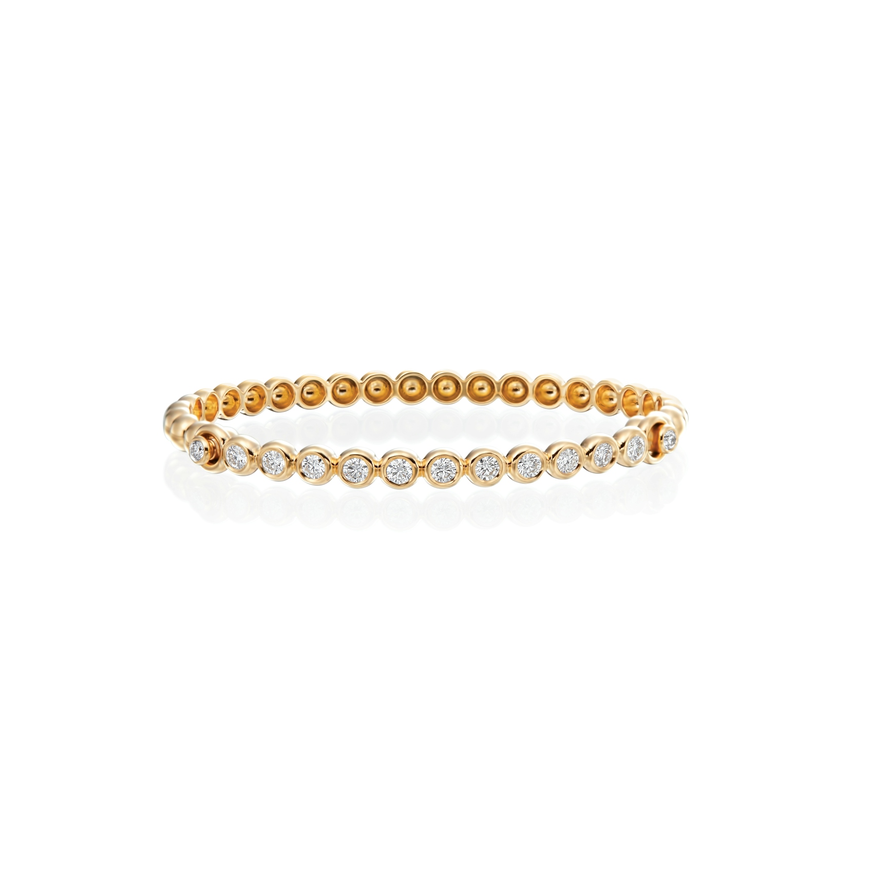 Vertical Moonlight Bezel Round Diamond Bangle