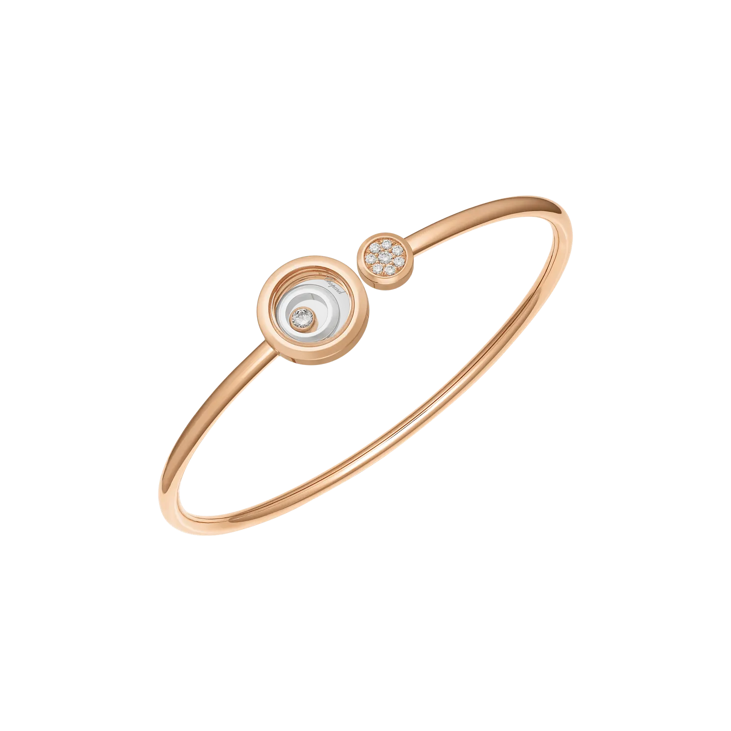 Vertical Spirit Diamond Pave Diamond Double Circle Cuff Bracelet