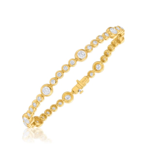 Vertical 18K Yellow Gold Moonlight Bezel Set Diamond Bracelet