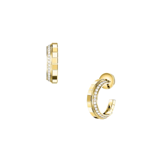 Vertical 18KT Yellow Gold Ice Cube Small Hoop Earrings