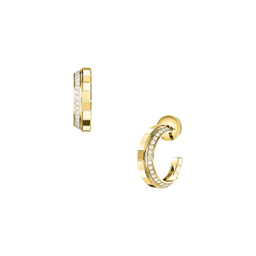 Vertical 18KT Yellow Gold Ice Cube Small Hoop Earrings