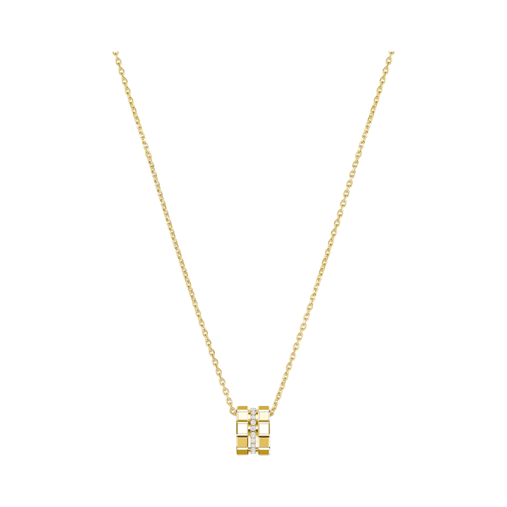Vertical 18KT Yellow Gold Ice Cube Pendant Necklace