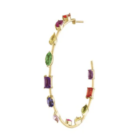 Vertical Gemstone Huggie Earrings