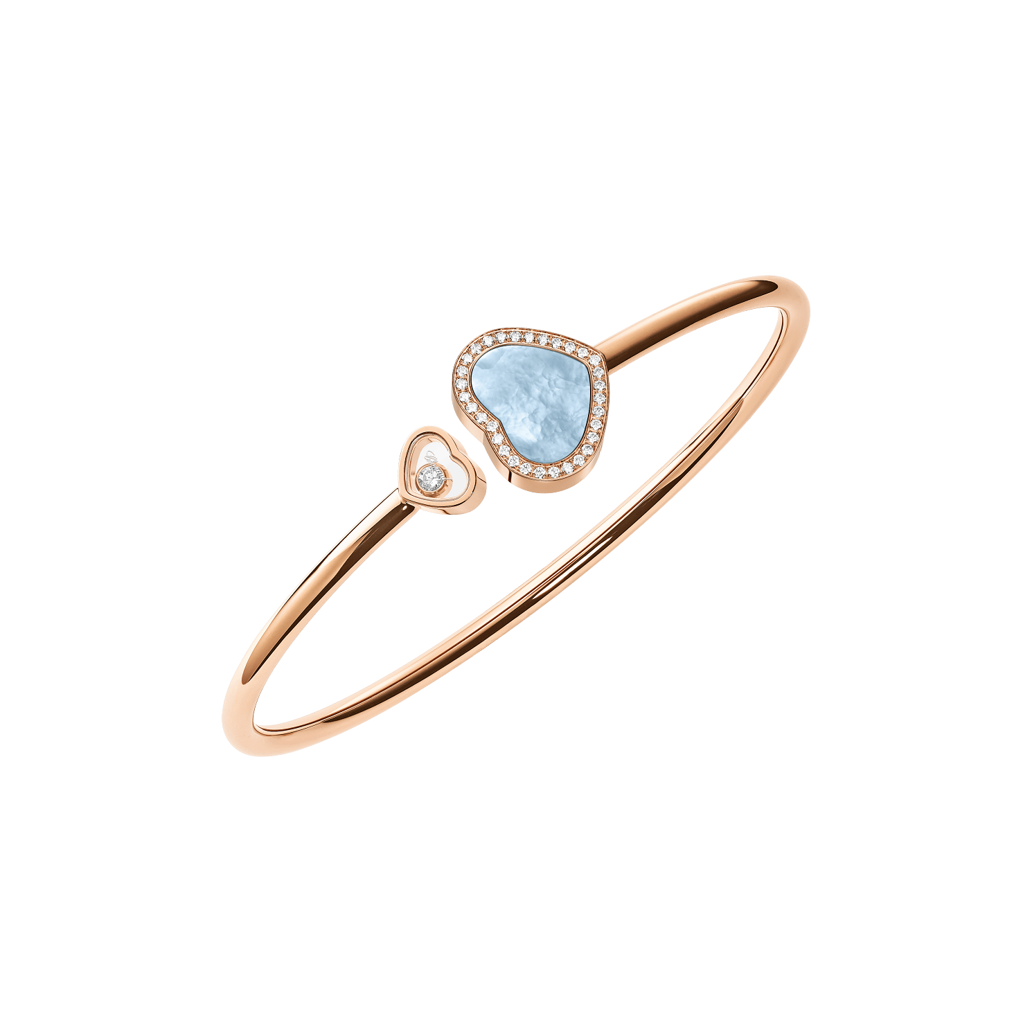 Vertical Diamond Diamond Double Heart Cuff Bracelet