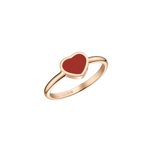 Vertical 18K Happy Hearts Carnelian Ring