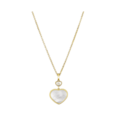 Vertical 18KT Yellow Gold Hearts Diamond Double Heart Pendant