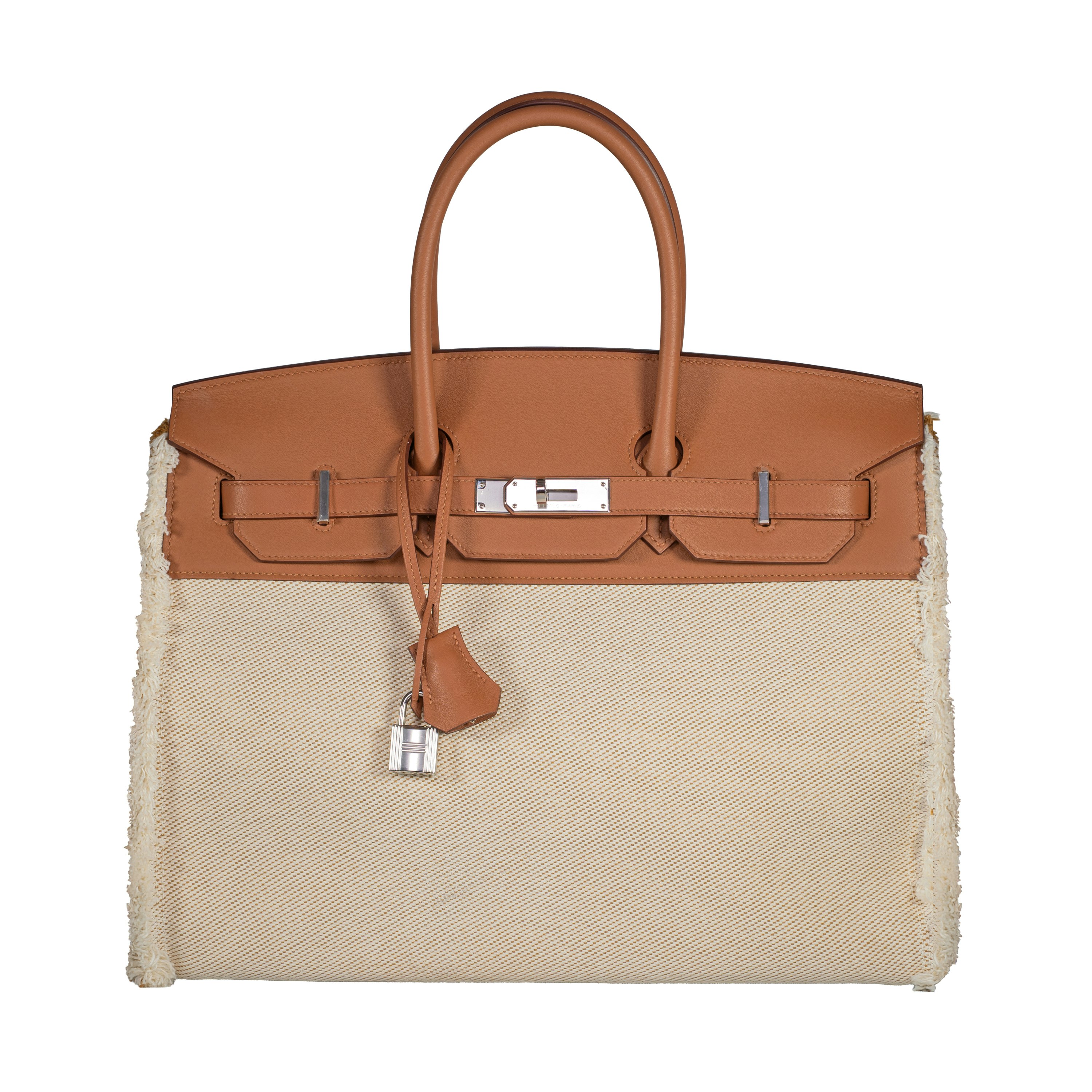 Hermès Toile and Swift Fray Fray Birkin 35 Gold