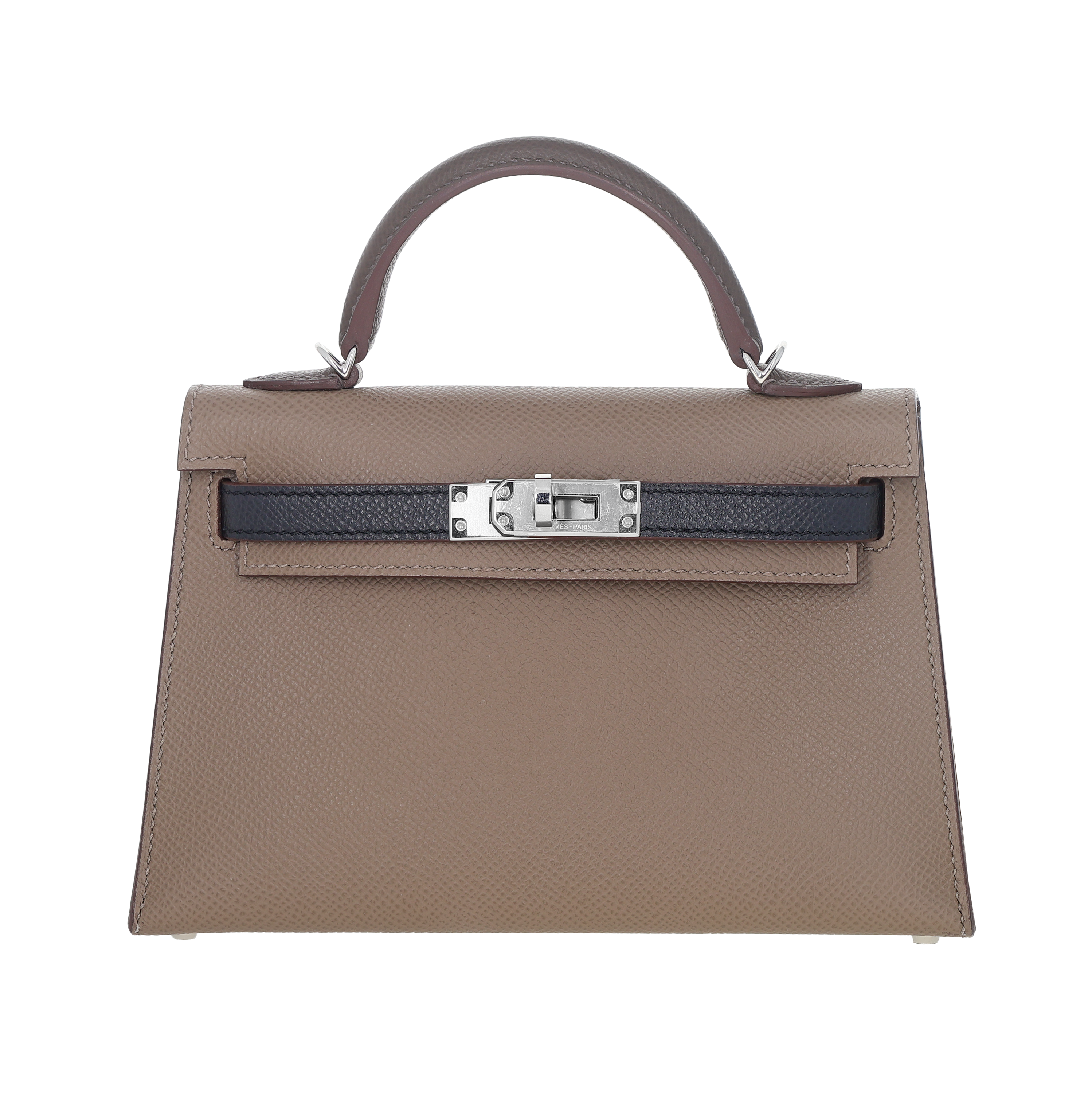 Hermès Tricolor Epsom Mini Kelly II Etoupe/Noir/Ecorce