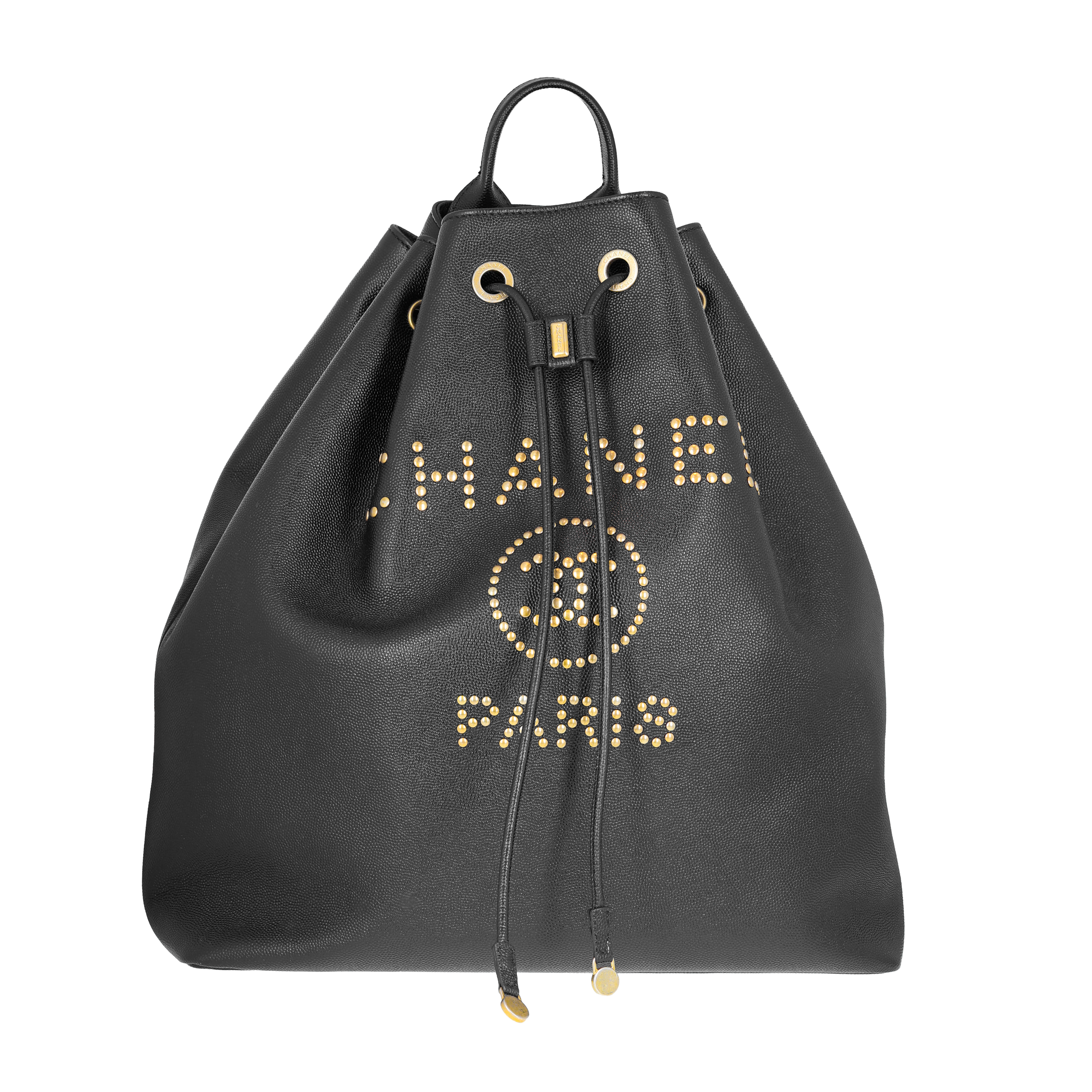 Pre-Owned Chanel Studded Caviar Deauville Backpack Large Black