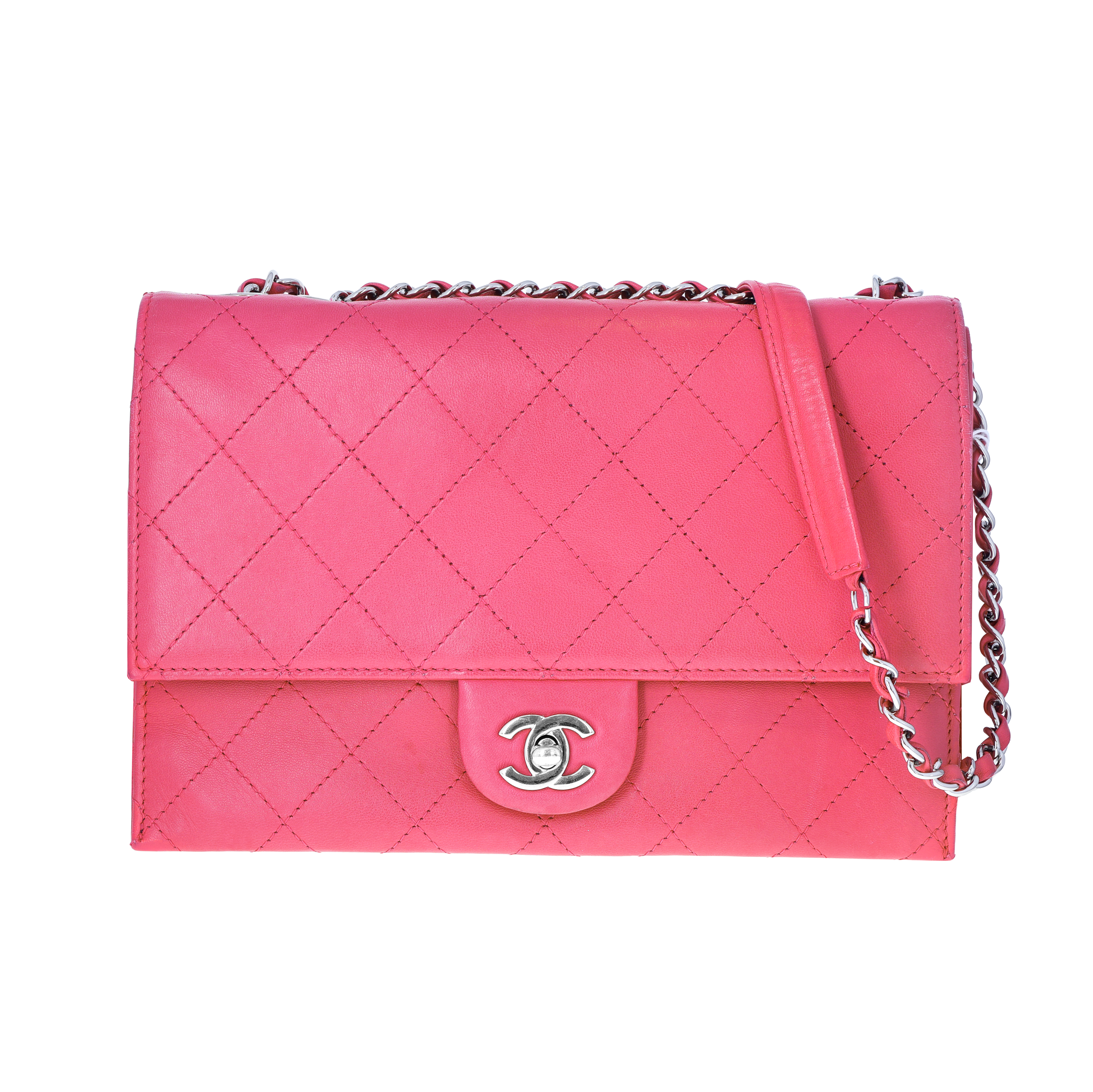 Pre-Owned Chanel Stitched Calfskin 3 Compartment Double Flap Bag