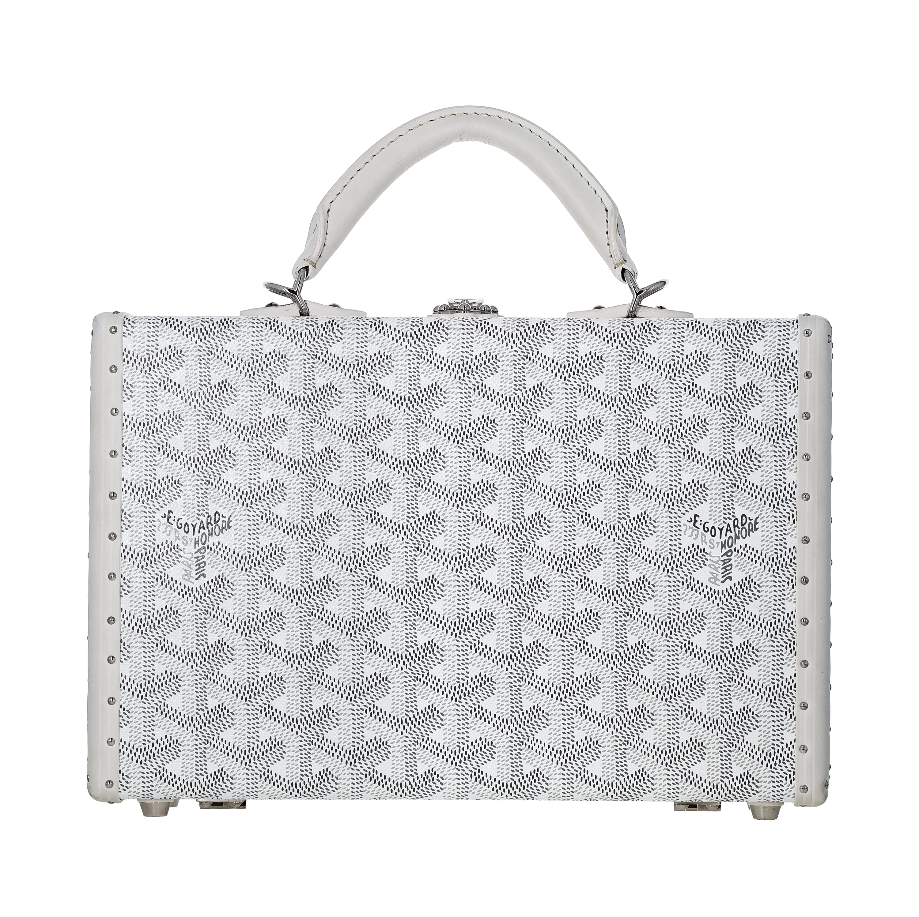 Pre-Owned Goyard Coated Canvas Goyardine Grand Hotel Trunk Mini White