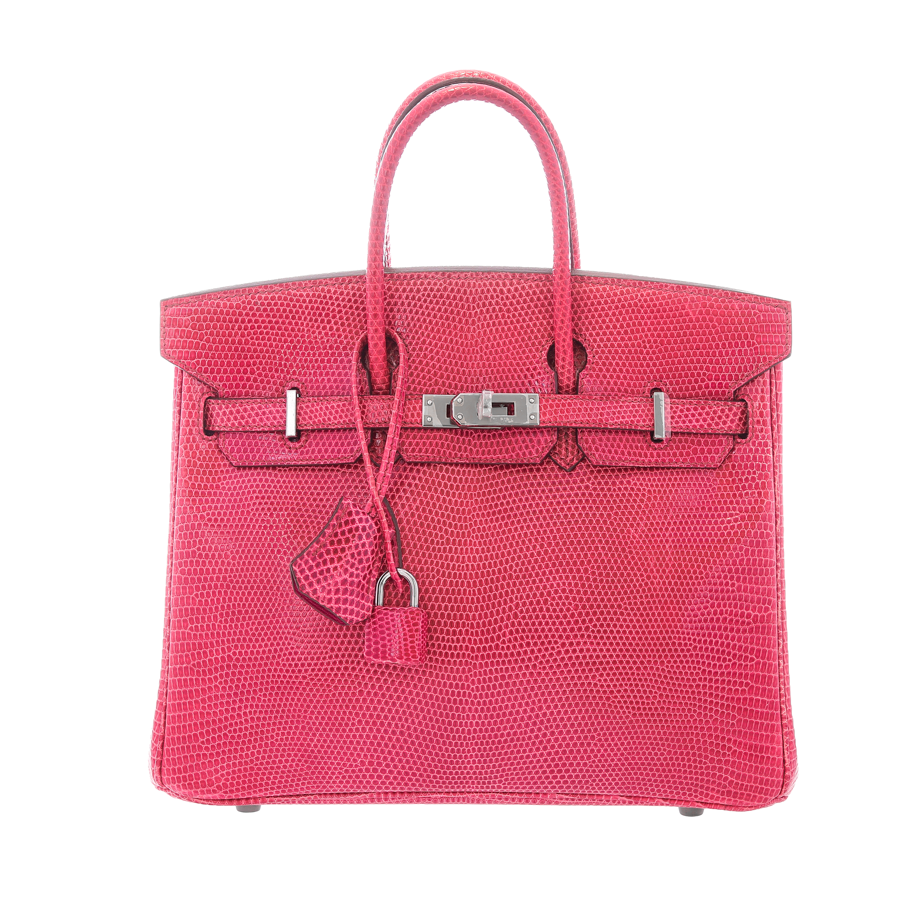 Hermès Shiny Lizard Birkin 25 Fuchsia