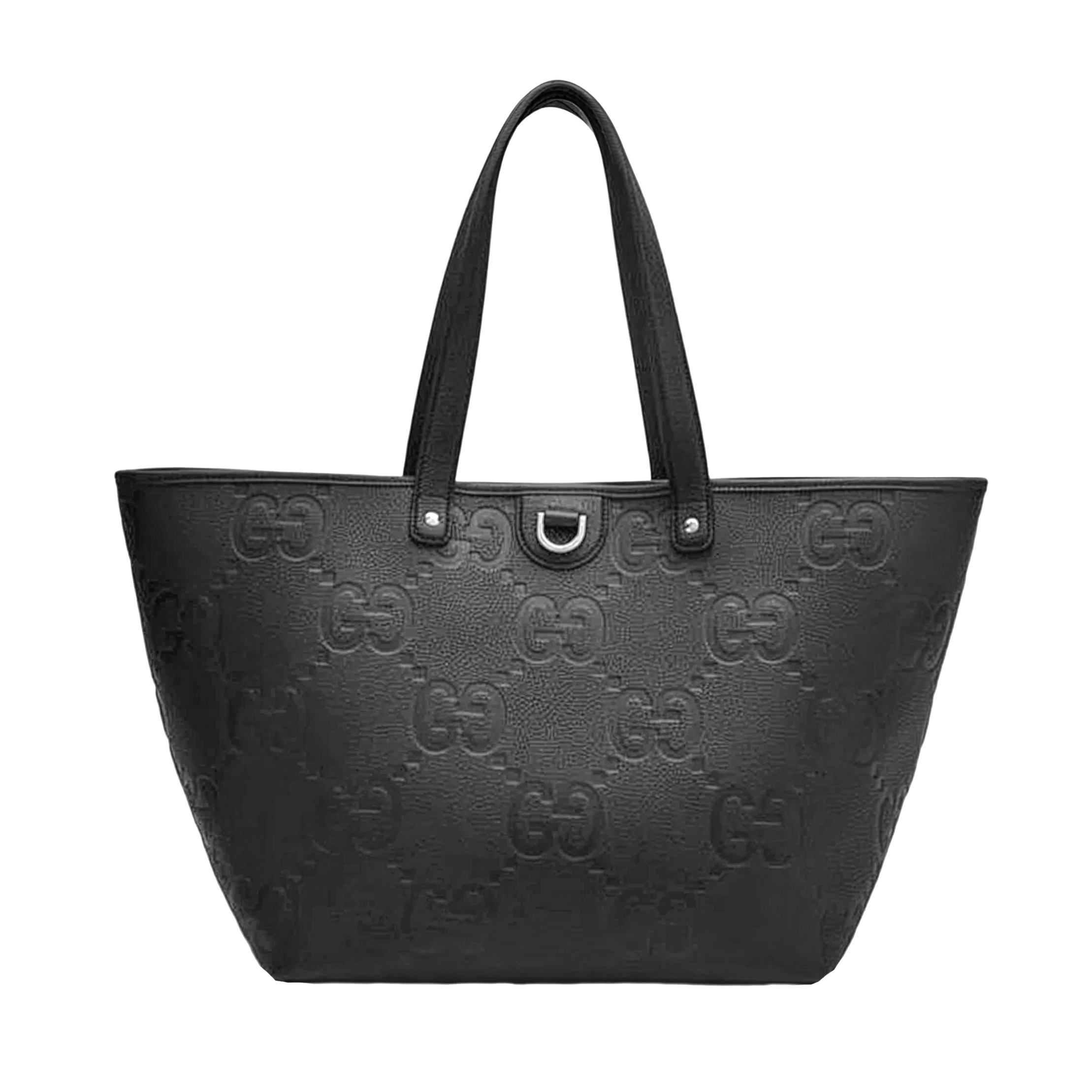 Pre-Owned Gucci Calfskin Men's Jumbo GG Shopper Tote Medium Black Pre-Owned Gucci Calfskin Men's Jumbo GG Shopper Tote Medium Black