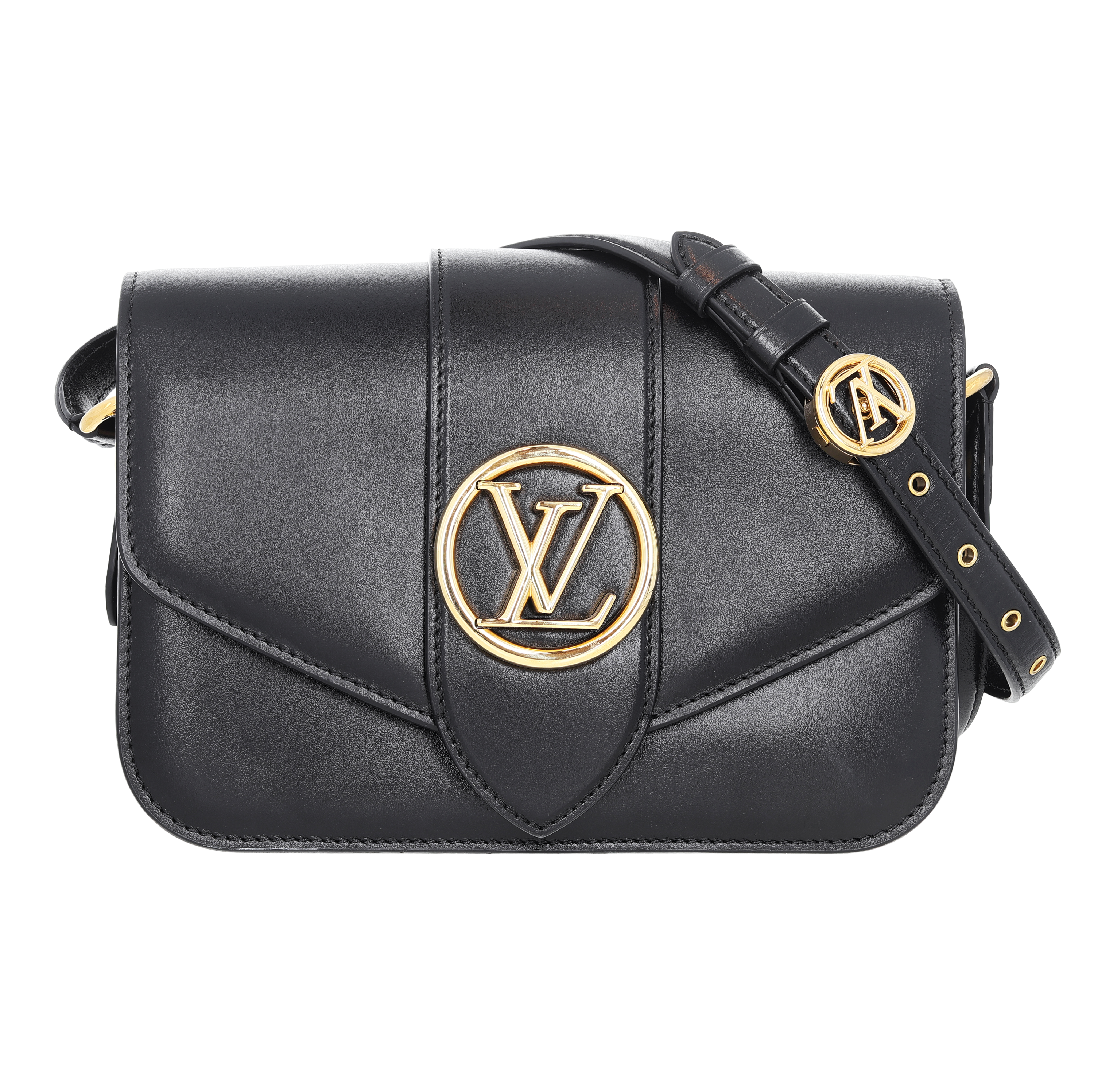 Pre-Owned Louis Vuitton Smooth Calfskin LV Pont 9 Bag Black