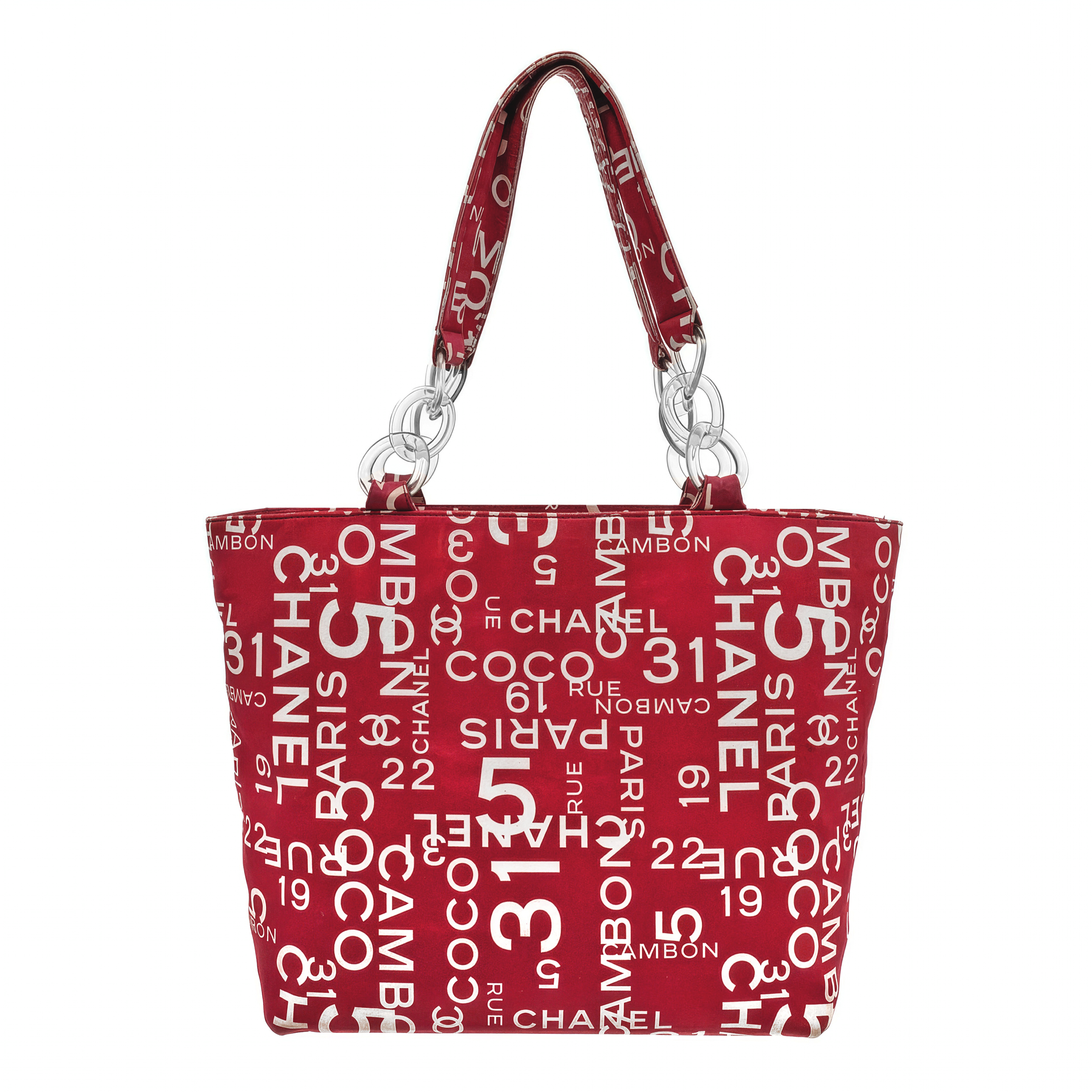 ノベルティ　CHANEL 31 RUE CAMBON トートバッグ Pre-Owned Chanel Printed Canvas 31 Rue Cambon Beach Tote Red