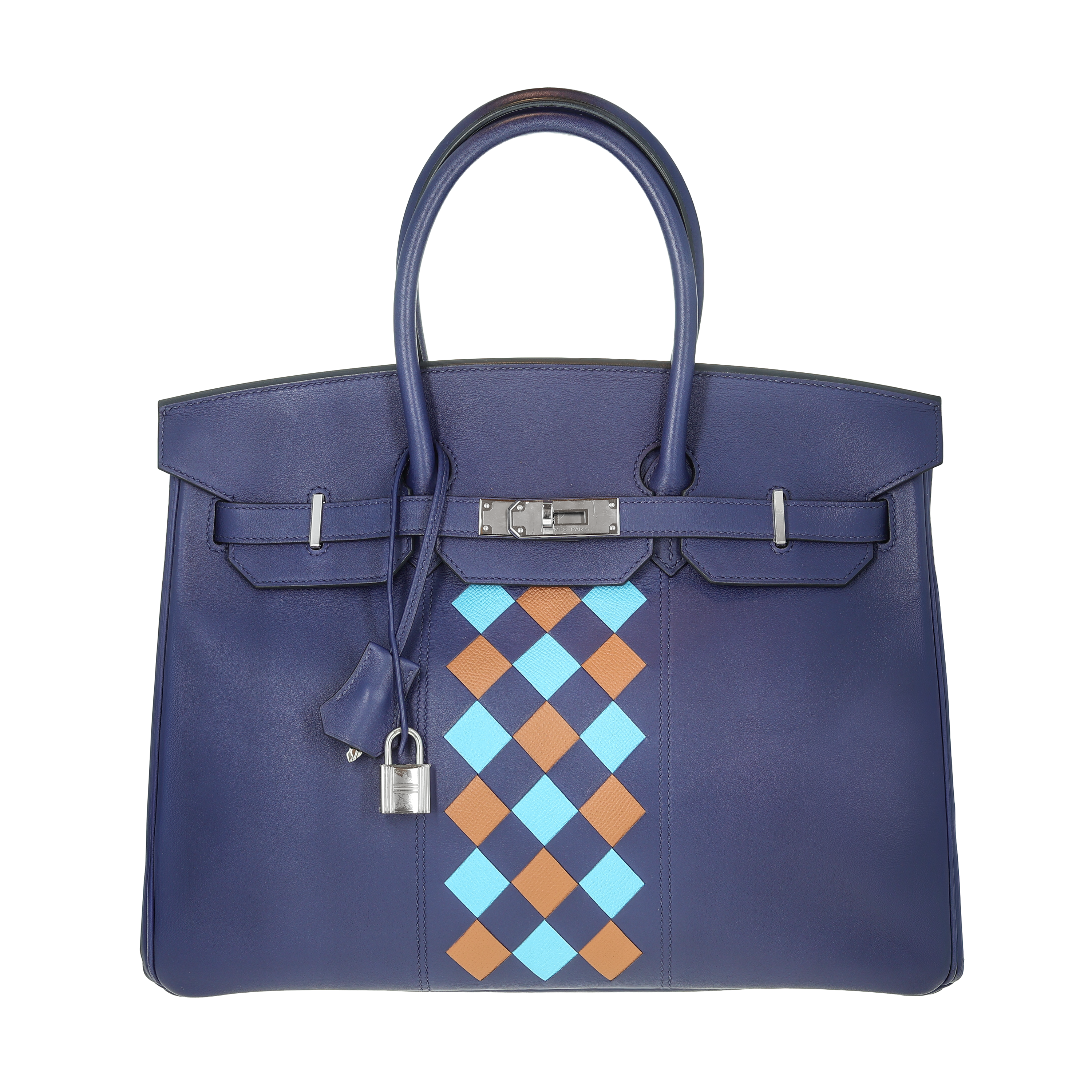 Hermès Tricolor Epsom Tressage Birkin 35 Bleu Encre/Bleu Du Nord/Gold