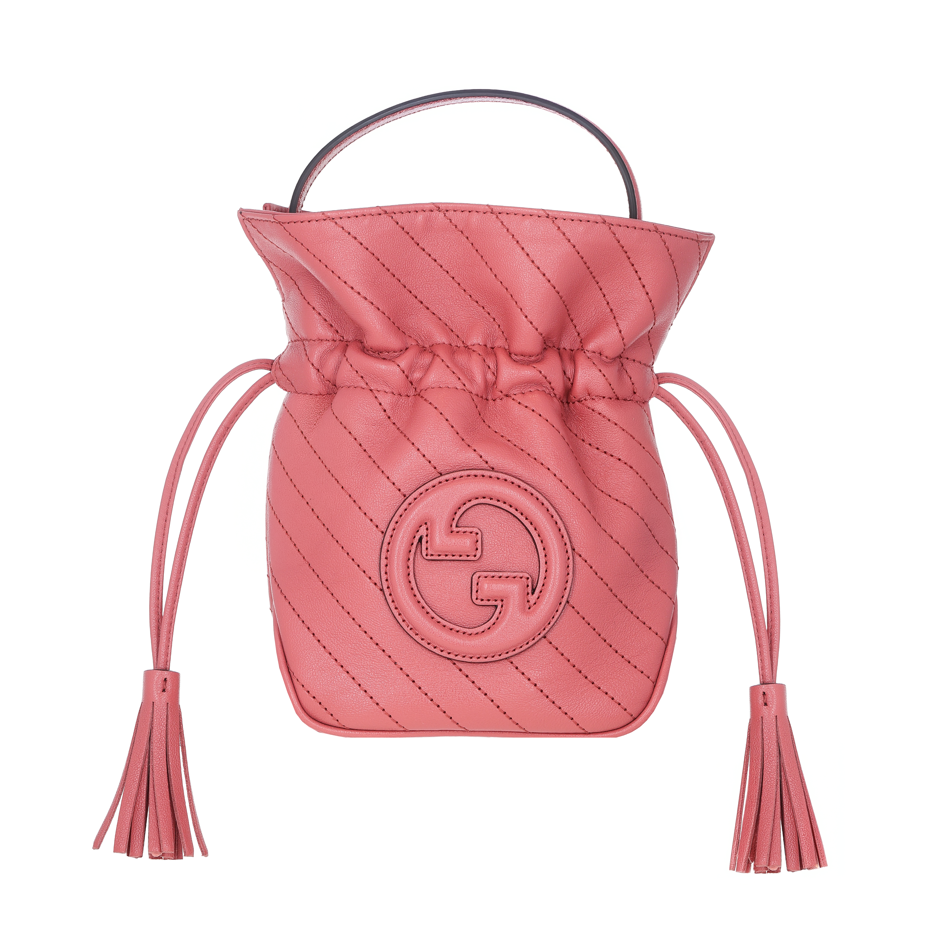 Pre-Owned Gucci Diagonal Stitch Calfskin Mini Blondie Bucket Bag Pink Pre-Owned Gucci Diagonal Stitch Calfskin Mini Blondie Bucket Bag Pink