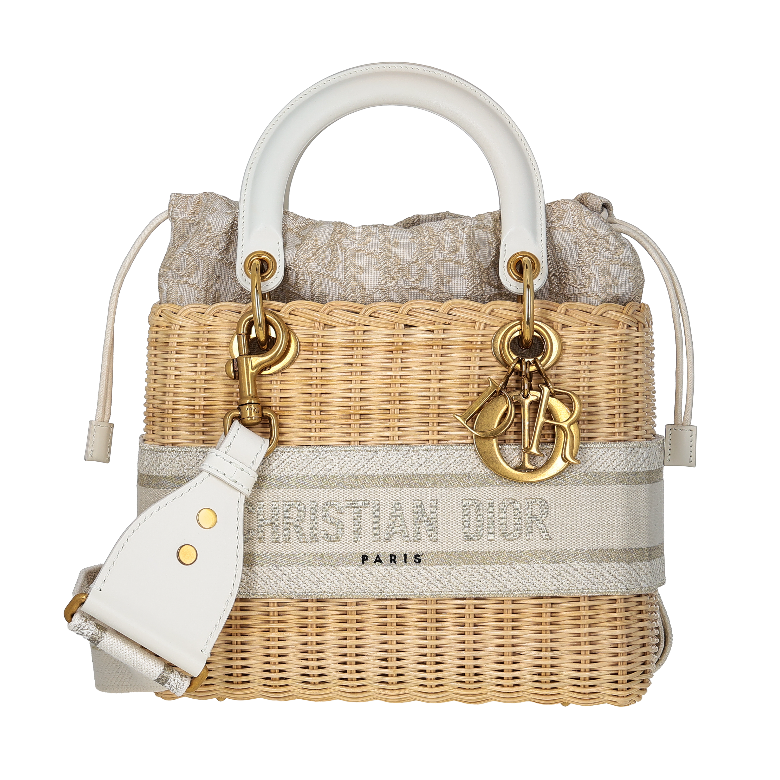 Pre-Owned Christian Dior Woven Wicker with Oblique Canvas Lady