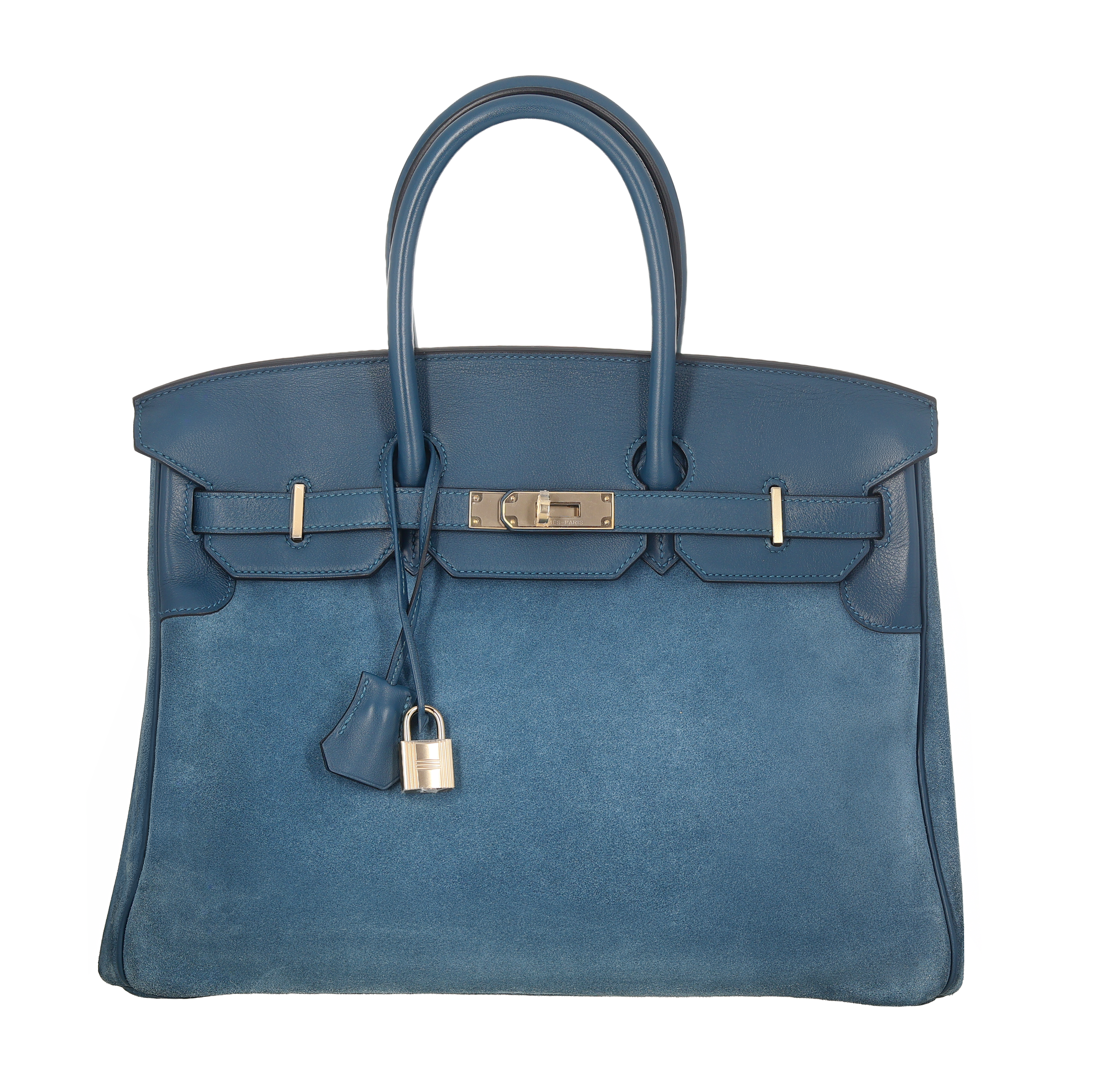 Hermès Grizzly Birkin 35 Blue Thalassa