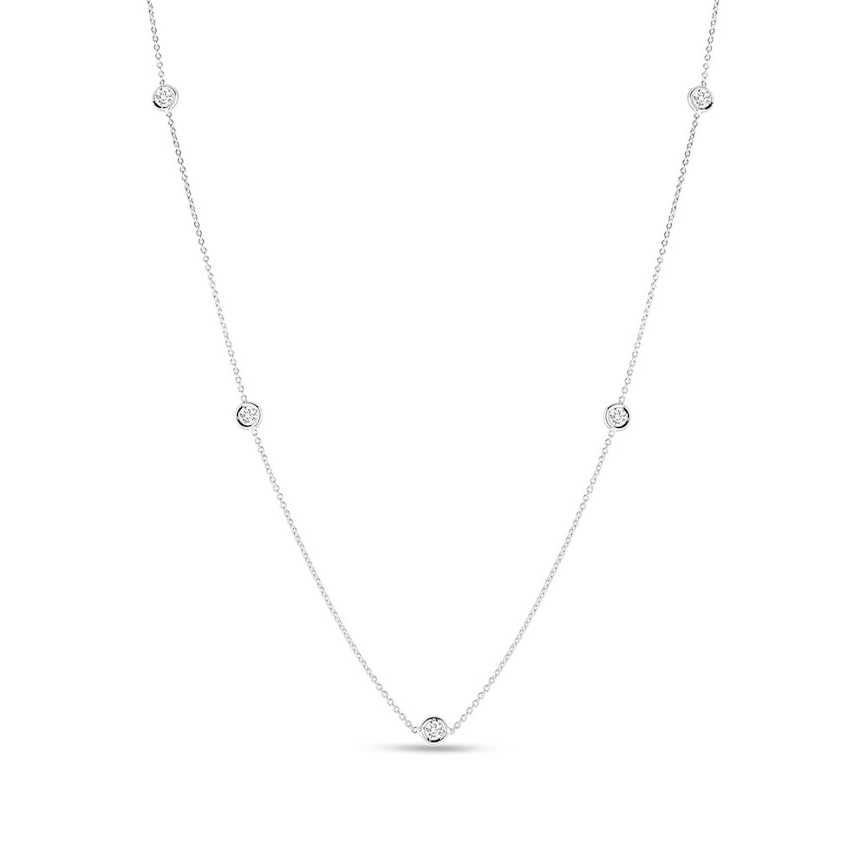 Vertical 18K Diamonds By The Inch 5 Station Necklace