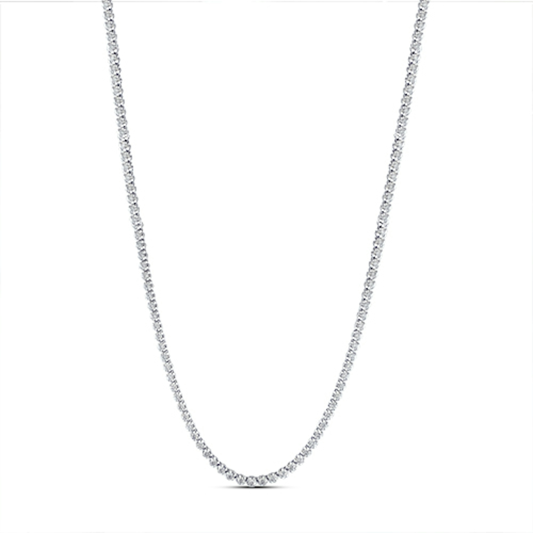 Vertical 18K White Gold Diamond Straight Line Necklace