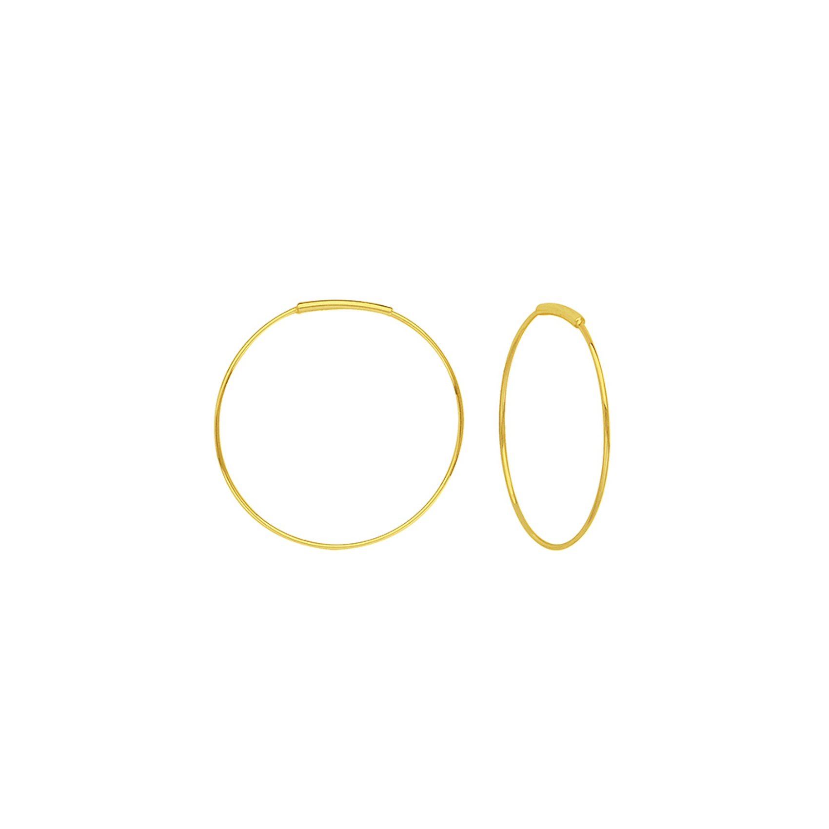 Vertical 14K Yellow Gold 25mm Wire Endless Hoop Earrings
