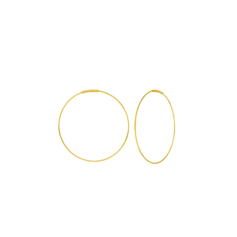 Vertical 14K Yellow Gold 40mm Wire Endless Hoop Earrings