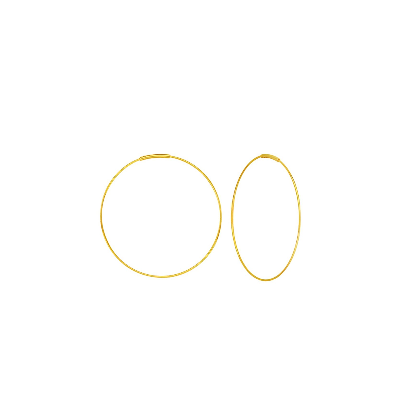 Vertical 14K Yellow Gold 40mm Wire Endless Hoop Earrings