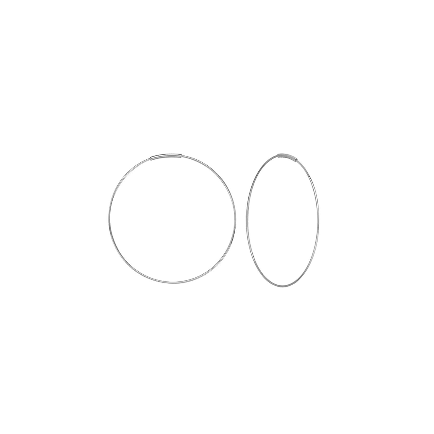 Vertical 14K White Gold 40mm Wire Endless Hoop Earring