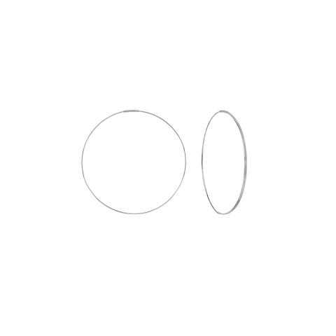 Vertical 14K White Gold 60mm Wire Endless Hoop Earring
