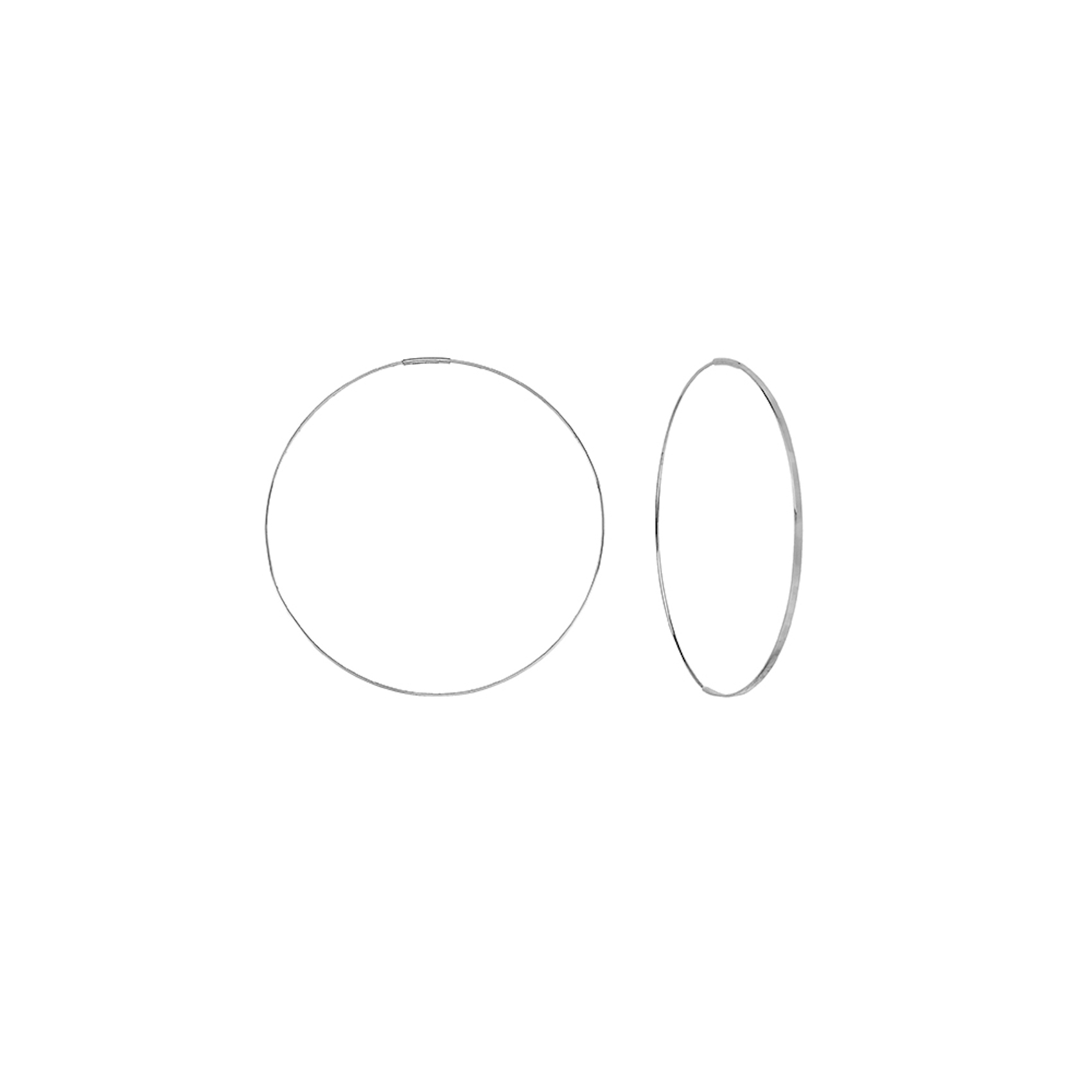 Vertical 14K White Gold 60mm Wire Endless Hoop Earring