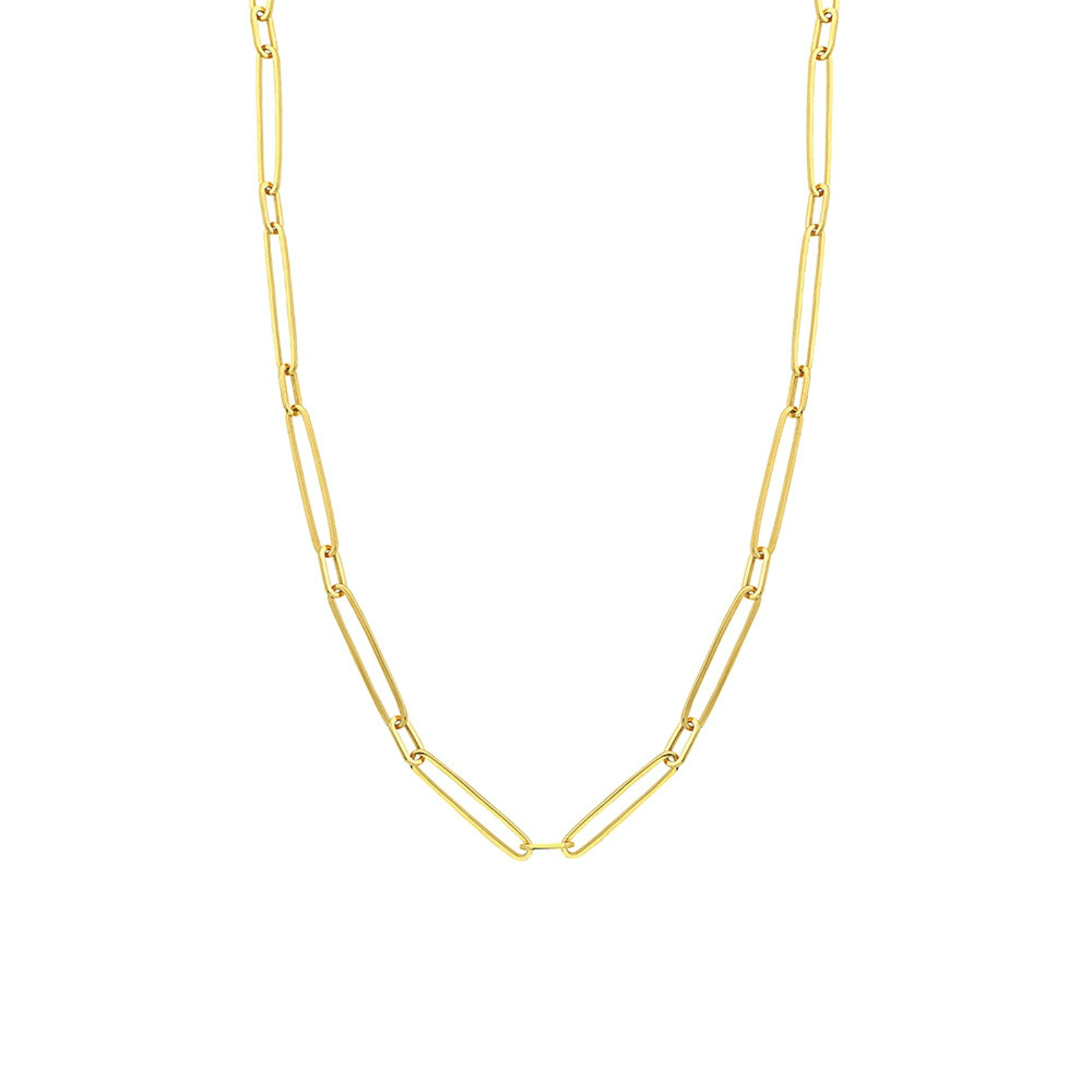 Vertical 14K Yellow Gold 5mm 1+1 Paperclip Chain