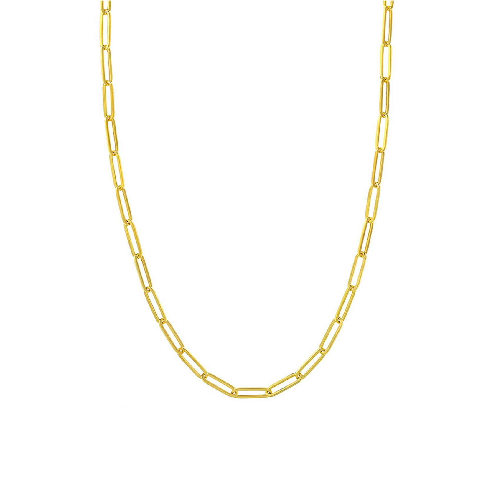 Vertical 14K Yellow Gold 5x17mm Hollow Paperclip Chain