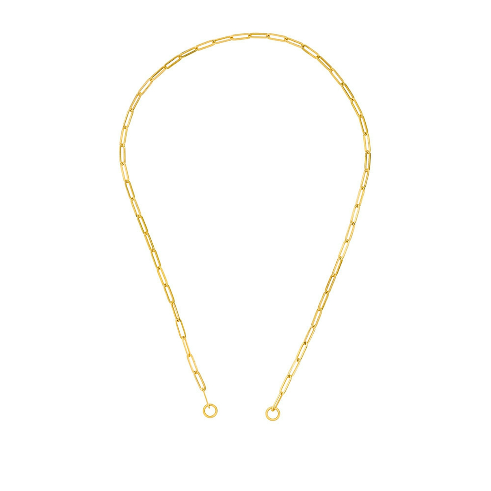Vertical 14K Yellow Gold 3.9mm Hollow Open Paperclip Chain