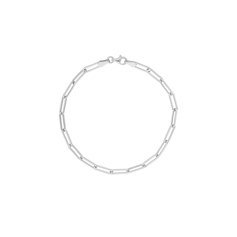 Vertical 14K White Gold 3.8mm Hollow Paperclip Chain Bracelet