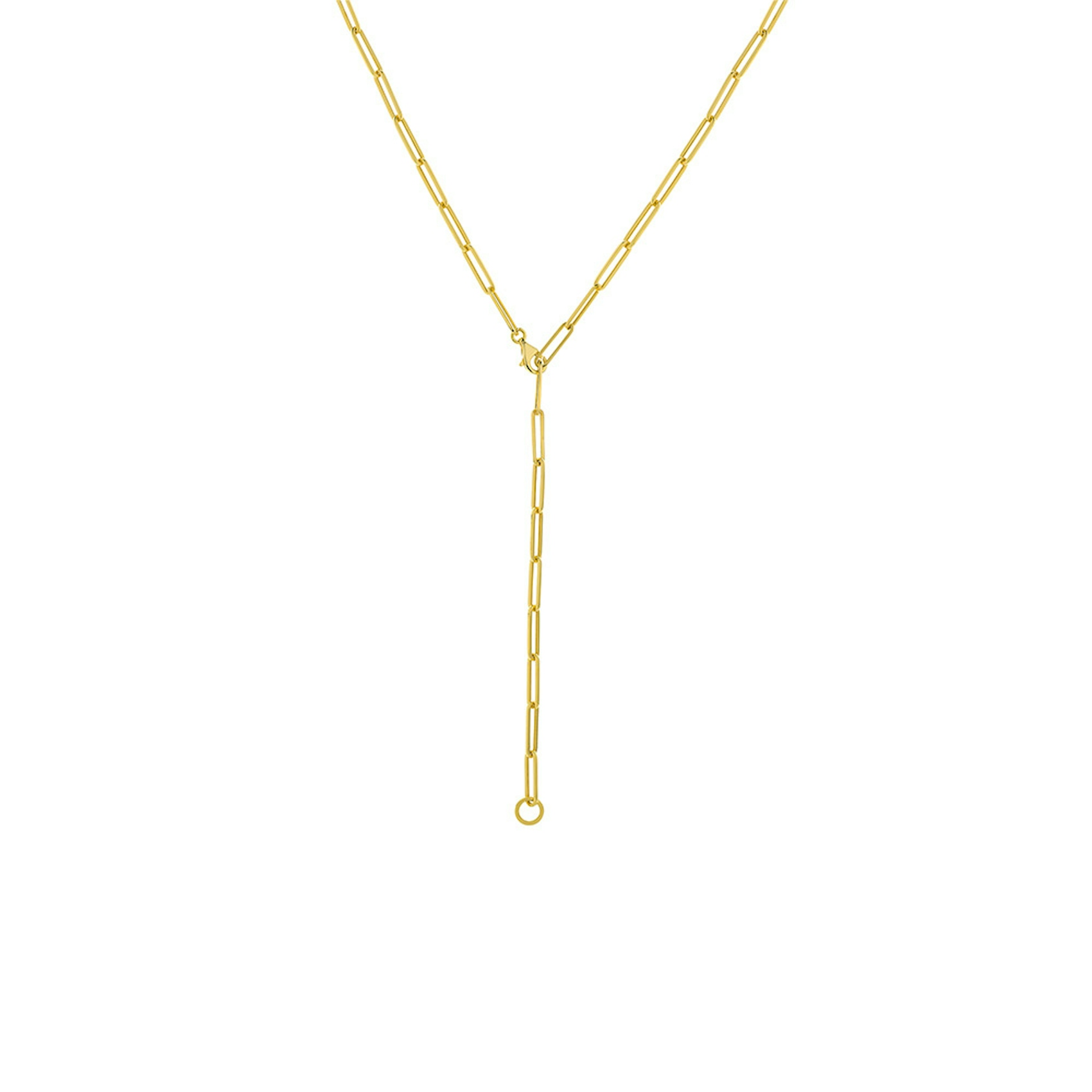 Vertical 14K Yellow Gold 3.95mm Hollow Paperclip Chain