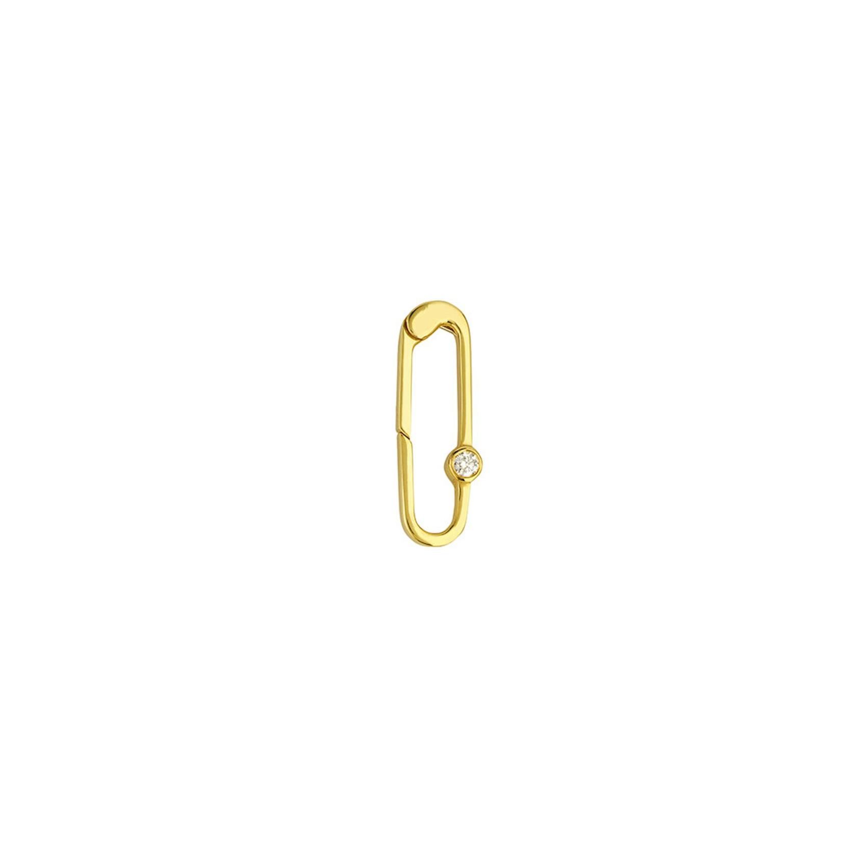 Vertical 14K Yellow Gold Diamond Bezel Paperclip Charm Lock