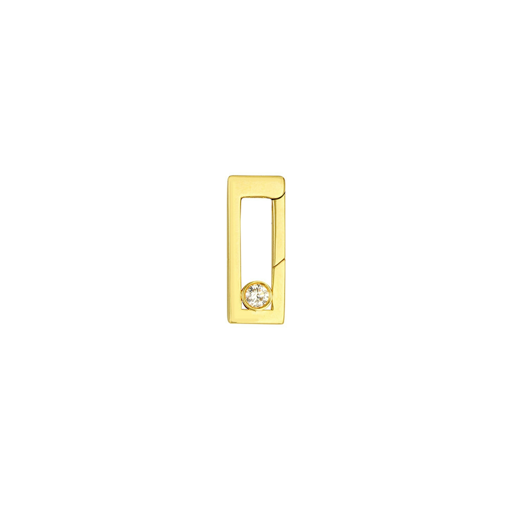 Vertical 14K Yellow Gold Diamond Bezel Rectangular Link Charm Lock