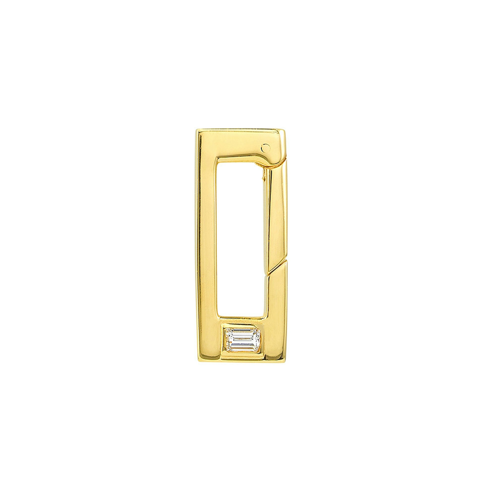 Vertical 14K Yellow Gold Diamond Rectangluar Link Charm Lock